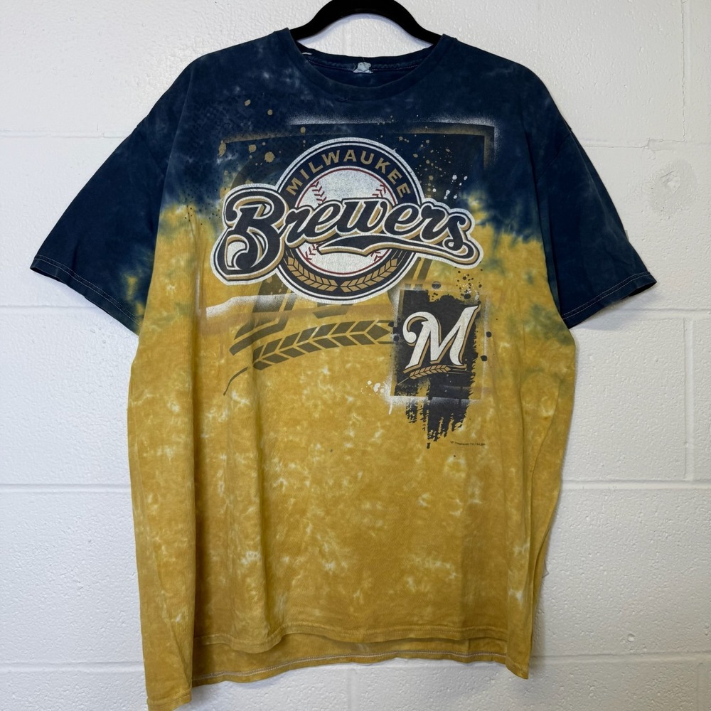 Vintage Milwaukee Brewers T Shirt Men's XL 90's Green MLB All Over Print